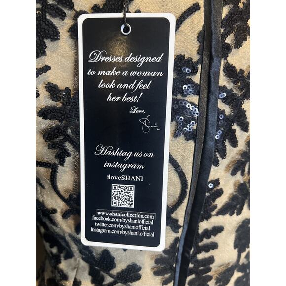 NWT Stunning Dress By Shani Tan With Sheer Overlay Black Sequin Appliqués Size 8 - Picture 8 of 11